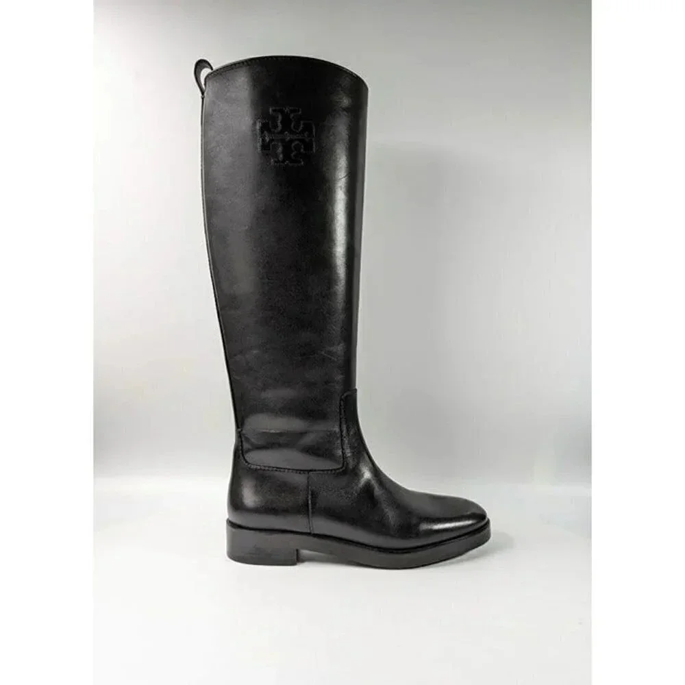Tory Burch Women's The Riding Boot Milano Mezzo Calf Black Size 6 (MSRP $648)